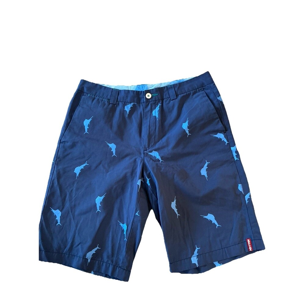 Tommy Bahama All Over Marlin Print Men's Shorts Size 30 Blue Flat Front